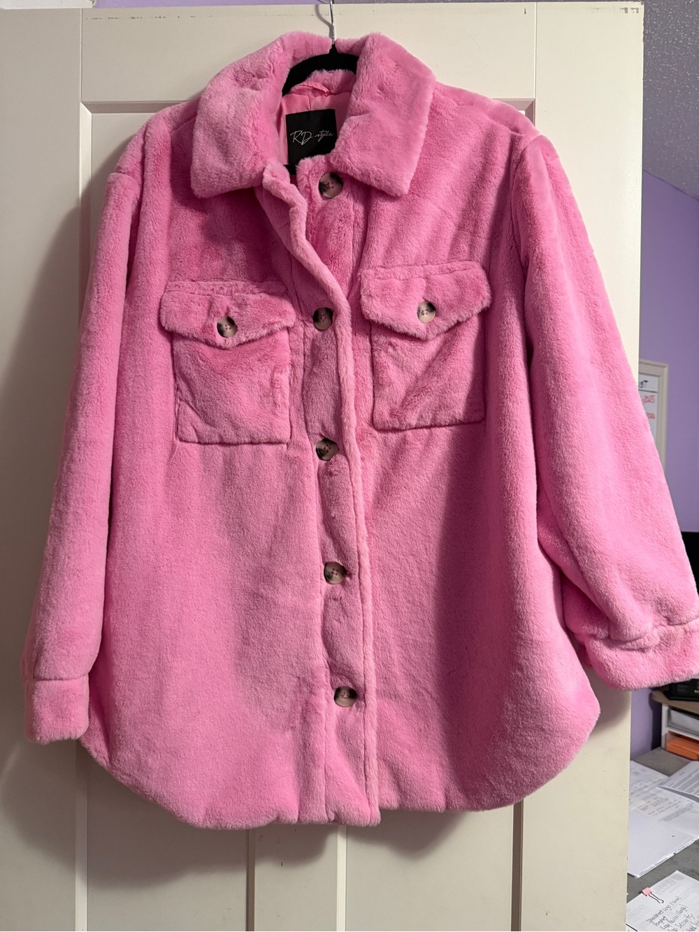 RD Style Pink Plush Shacket